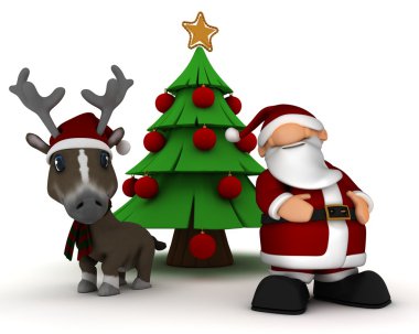 Noel Baba ve Noel ağacı tarafından Ren geyiği