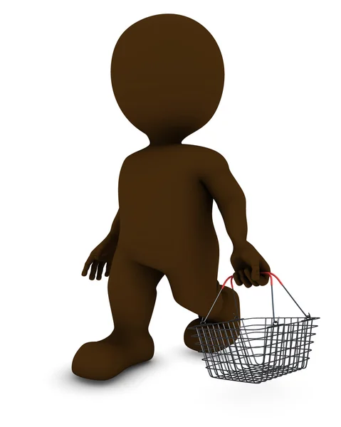 Morph Hombre con cesta de la compra — Foto de Stock