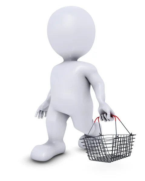 Morph Man with shopping basket — Stock Photo, Image