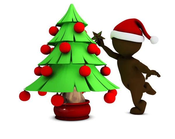 Morph Uomo con albero di Natale — Foto Stock