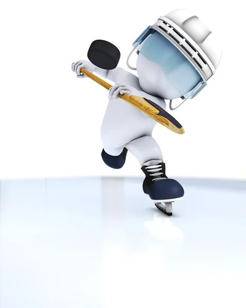 3D morph ember játszani jégkorong — Stock Fotó