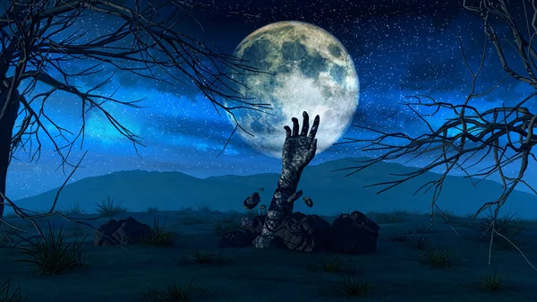 Halloween Hintergrund mit Zombie-Hand — Stockfoto