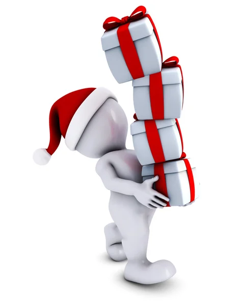 Morph Man with christmas gifts — Stock Photo, Image