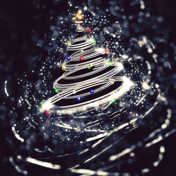 Rendering 3D di un albero di Natale metallico — Foto Stock