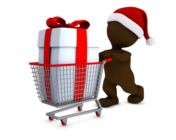 Morph Man with shopping basket — Stock Photo, Image