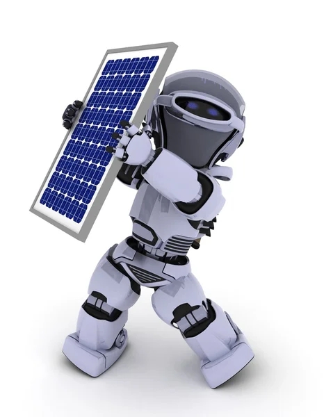 Robot med solpanel — Stockfoto