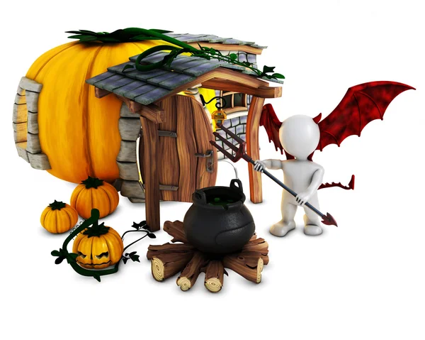 3D Morph Man Spectre with cauldron — Stock Photo, Image