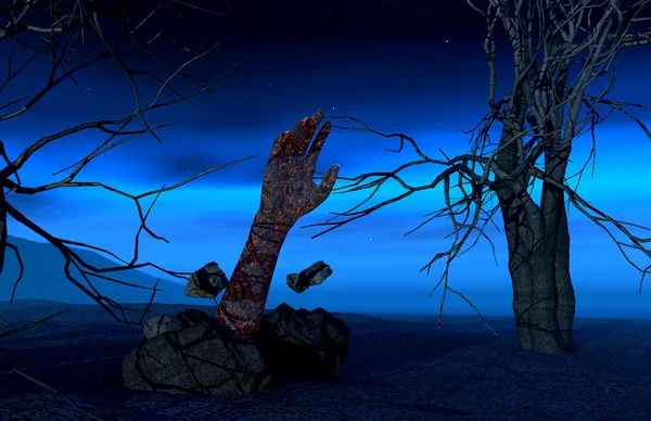 Halloween background with zombie hand — Stock Photo, Image