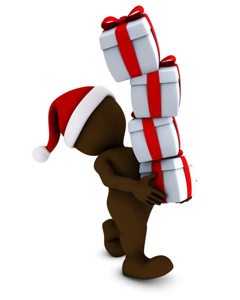 Morph Man with christmas gifts — Stock Photo, Image