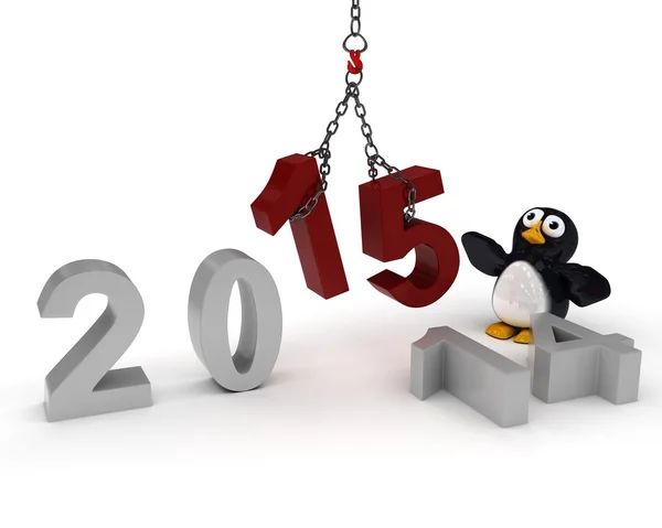 Penguin Bringing in the New Year — Stock Photo, Image