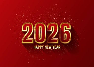 Mutlu yıllar için gösterişli kırmızı ve altın dekoratif arka plan