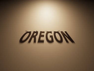 Oregon okur bir gölge metin 3D render