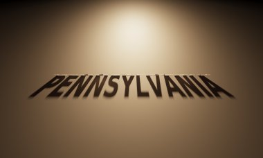 Pennsylvania okur bir gölge metin 3D render