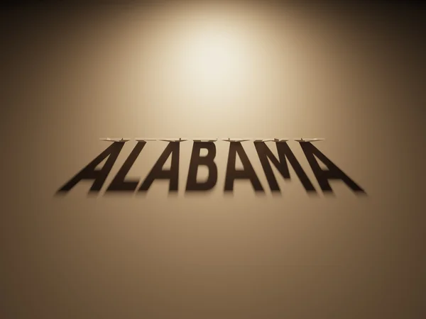 Representación 3D de un texto de sombra que dice Alabama — Foto de Stock