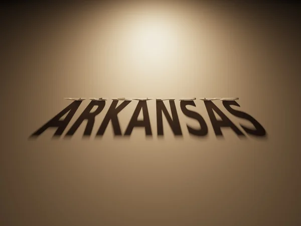 Representación 3D de un texto de sombra que lee Arkansas — Foto de Stock