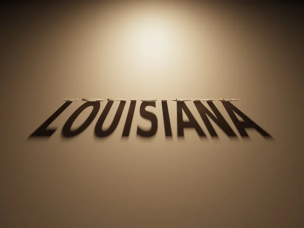 Representación 3D de un texto de sombra que lee Louisiana — Foto de Stock