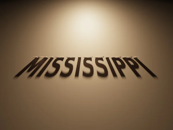 Representación 3D de un texto de sombra que lee Mississippi — Foto de Stock