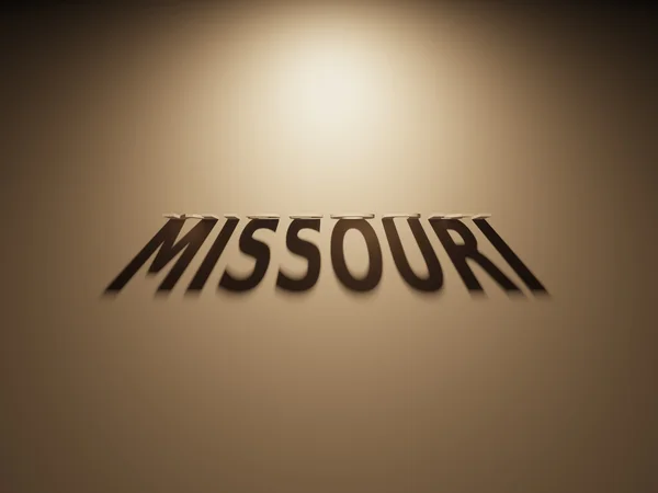 Representación 3D de un texto de sombra que lee Missouri — Foto de Stock