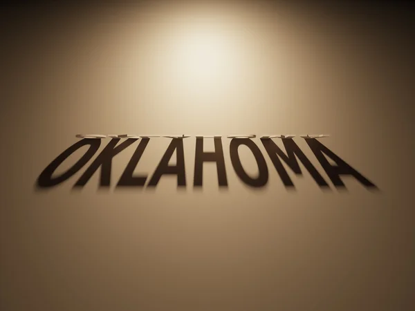 Representación 3D de un texto de sombra que lee Oklahoma — Foto de Stock