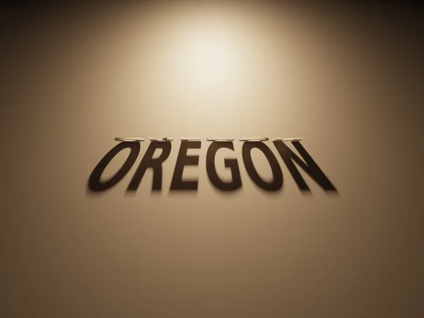 Representación 3D de un texto de sombra que dice Oregon — Foto de Stock