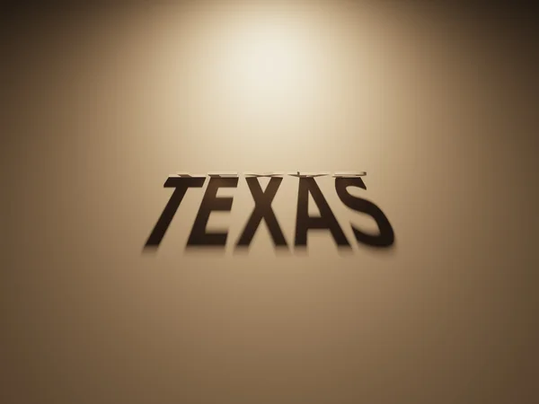 Representación 3D de un texto en sombra que lee Texas — Foto de Stock