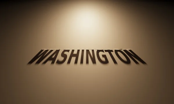 Rendu 3D d'un texte d'ombre qui lit Washington — Photo