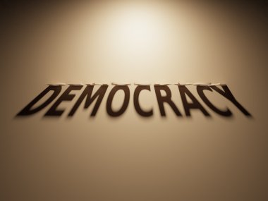 Demokrasi okur bir gölge metin 3D render
