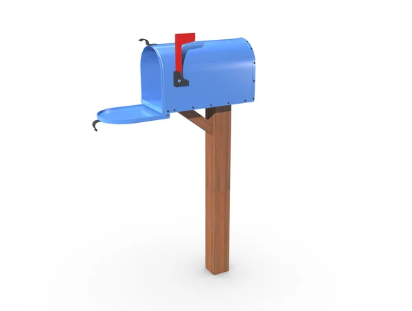 Rendering 3D di una cassetta postale blu aperto — Foto Stock