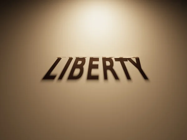 Özgürlük okur bir gölge metin 3D render — Stok fotoğraf