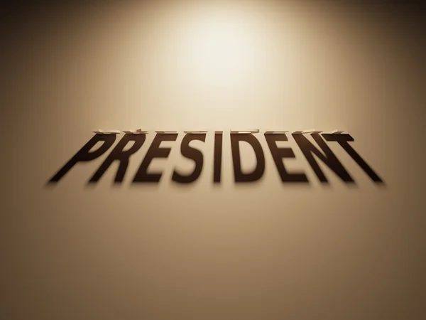 3D renderowania tekstu cień, który odczytuje prezydenta — Zdjęcie stockowe