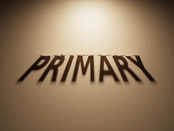 3D Rendering of a Shadow Text que lê Primária — Fotografia de Stock