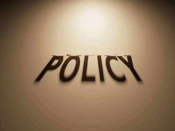 Rendu 3D d'un texte d'ombre qui lit la politique — Photo