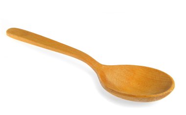 Tahta kaşık beyaz arkaplanda izole edildi