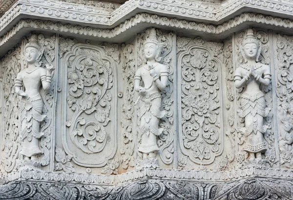 Biografia Lord Buddha Realizzato Cemento Nudo Decorazione Sul Muro Muro — Foto Stock