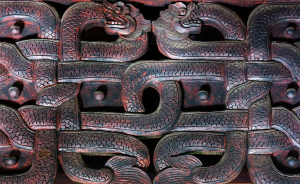 Escultura Madeira Com Padrão Dragão Lanna Artes Decorativas Pessoas Tailandesas — Fotografia de Stock