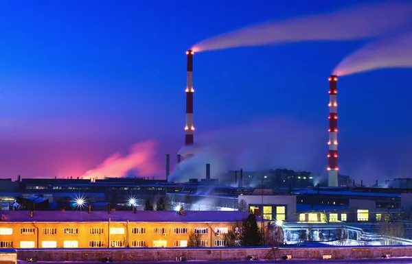 Night view of the industrial enterprise — Stock Photo, Image