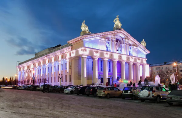 Building of drama theatre with night illumination. — Stock Photo, Image