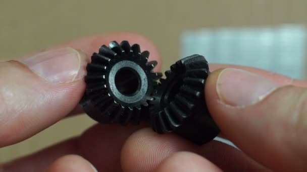 Industriële Miter Gears inspectie Macro — Stockvideo