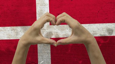 Eller kalp sembol Danimarka bayrağı