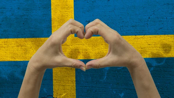 手の心のシンボル スウェーデン国旗 — ストック写真