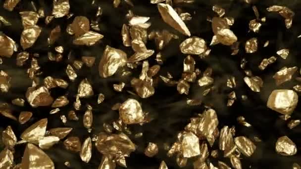 Explosion Von Metallischem Goldgestein Mit Geschosszeiteffekt Einer Animation — Stockvideo