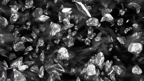 Explosion Von Metallischem Silber Oder Chromgestein Mit Einem Bullet Time — Stockvideo
