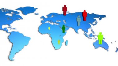 Mapa świata kolorowy ludzie różne uprawy