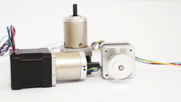 Industrial Three Stepper Motors Dolly — Stock Video