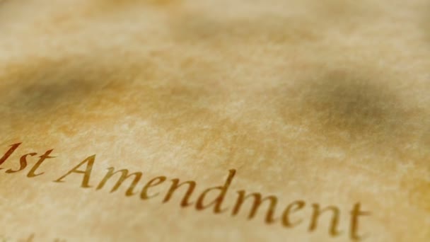 Historic Document 1st Amendment — Stock Video