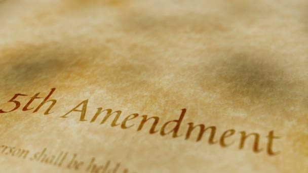 Historic Document 5th Amendment — Stock Video