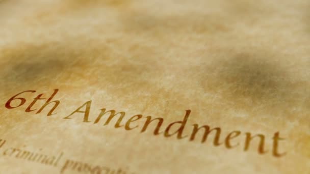 Historic Document 6th Amendment — Stock Video