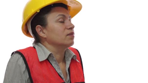 Kobiece bezpieczeństwa pracownika rozciągania — Wideo stockowe
