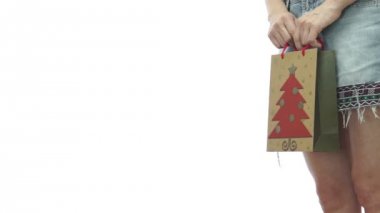 Kız etek Xmas çanta ağaç boşaltmak