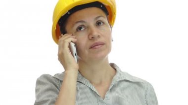 Kadın kask telefon ilgisiz ve bıkkın